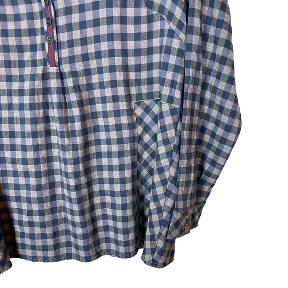 JJill Plaid Oversized Blouse Top Blue Gray Flowing Size Petite Small Long Sleeve - Picture 4 of 16